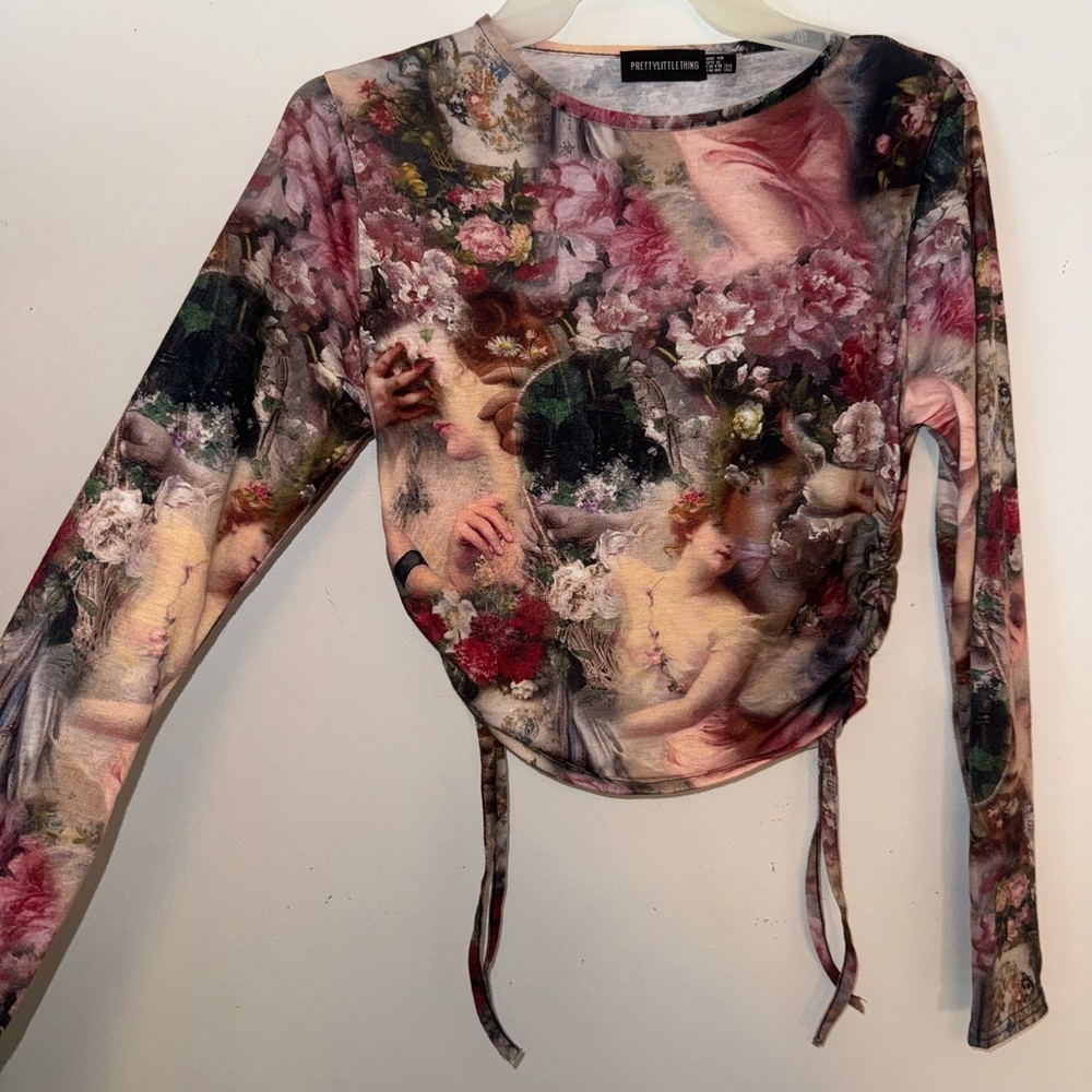 PrettyLittleThing Artistic Floral Long Sleeve Blouse